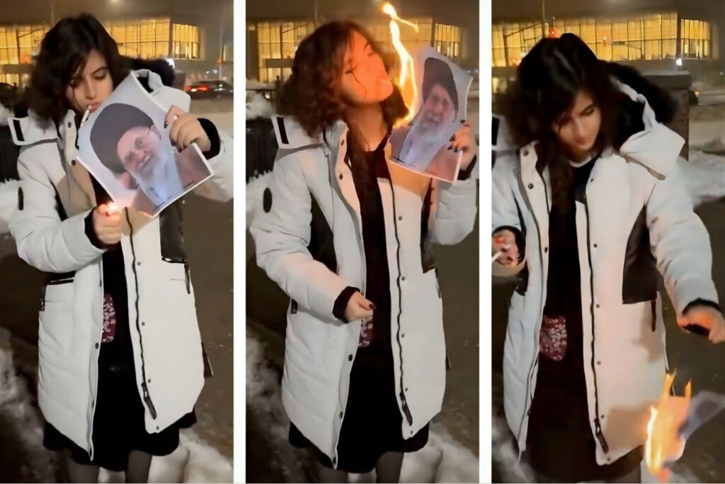 İran’da yeni protesto akımı yayılıyor: Kadınlar dini liderin fotoğrafıyla sigara yakıyor