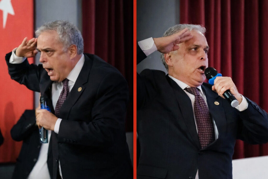 Hasan Ufuk Çakır bu kez Erdoğan’ın fotoğrafına topuk selamı verdi